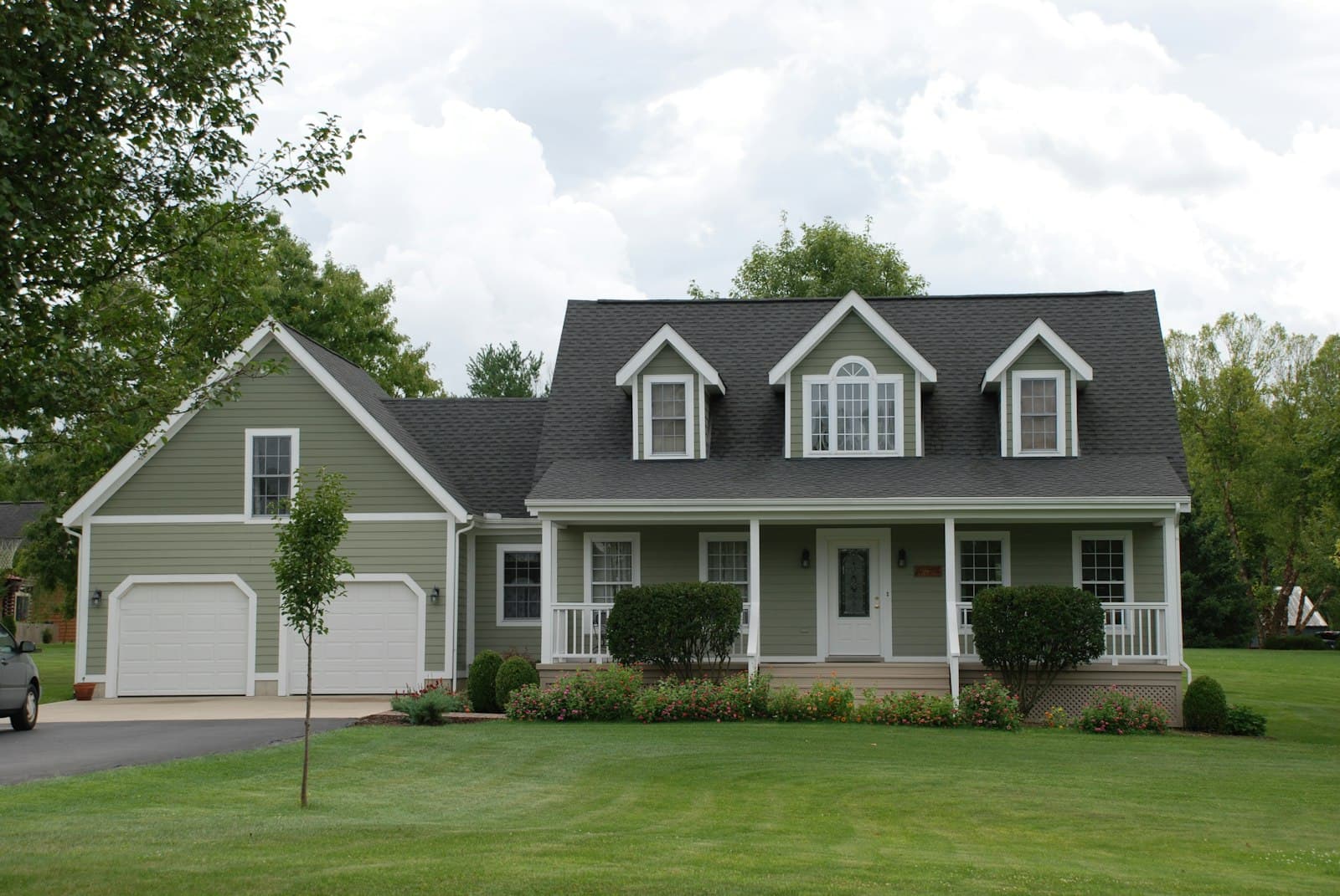 Two-story home with clean lap siding and white trim